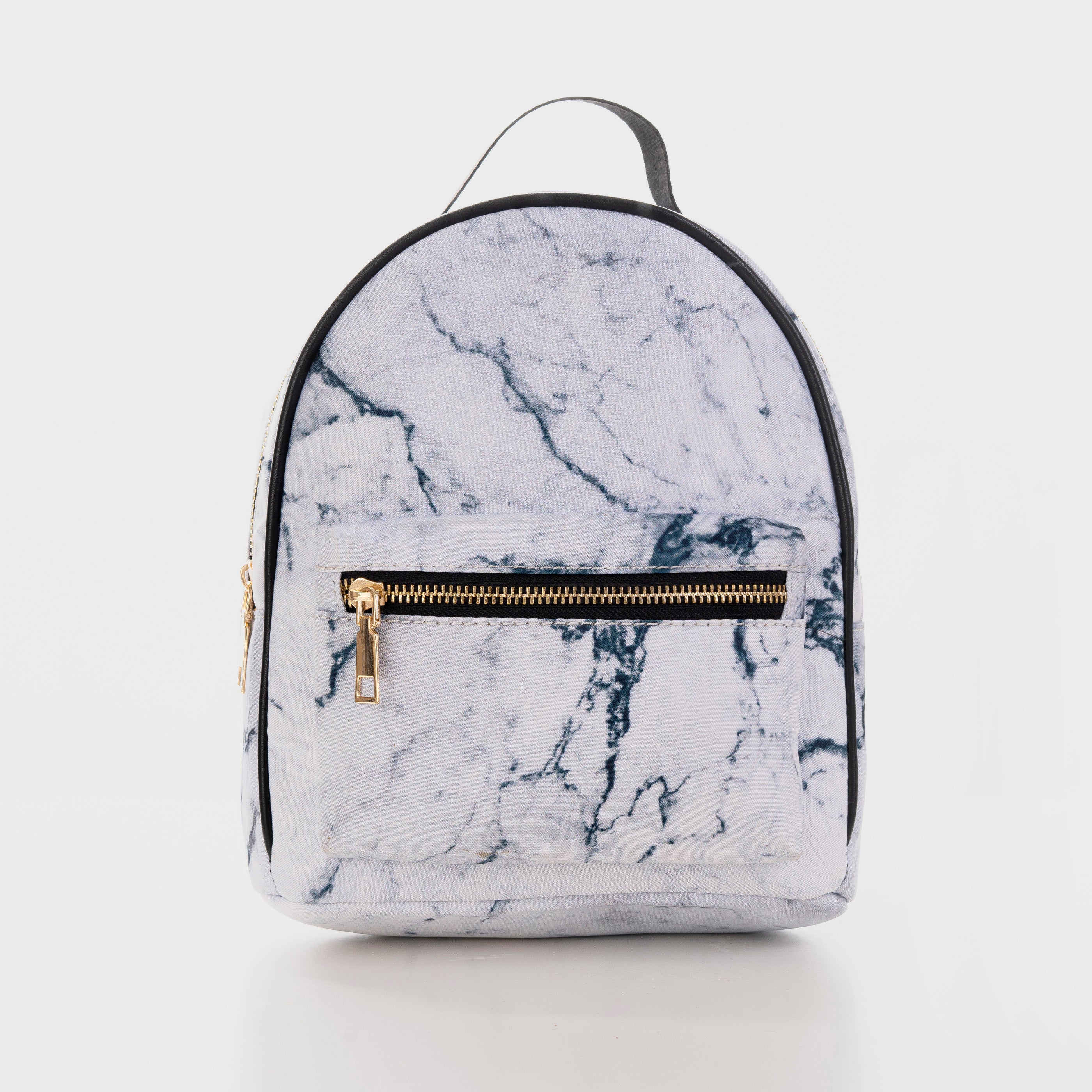 WHITE MARBLE BACKPACK ($75) ❤ liked on Polyvore featuring bags, backpacks,  zip bag, white bag, pocket bag, padded b…