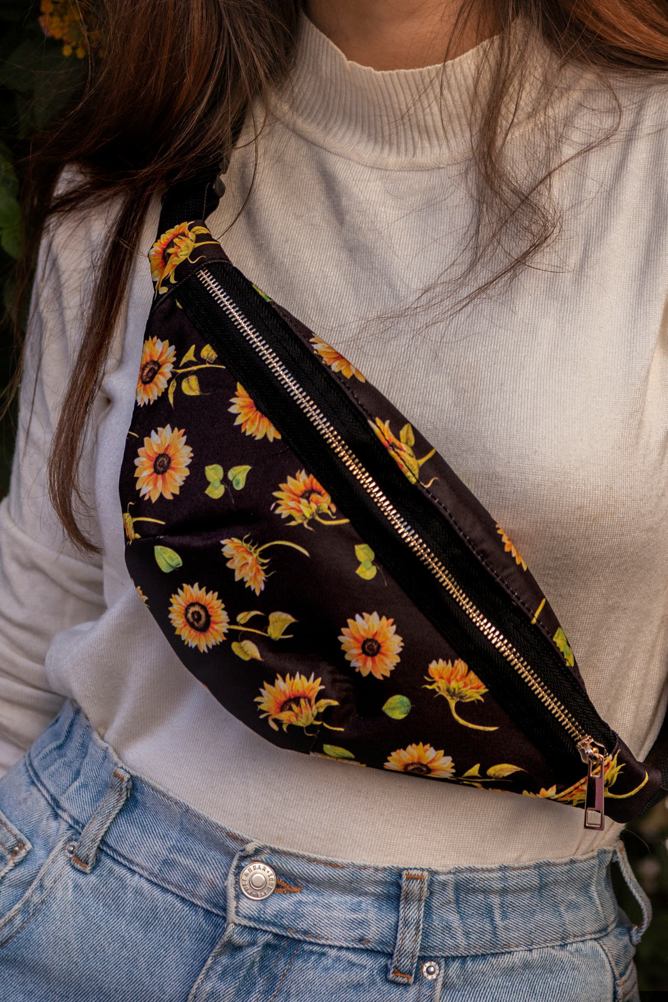 Sunflower floral Fanny Pack, Yellow Black Flower Pattern Boho Women Wa –  Starcove Fashion